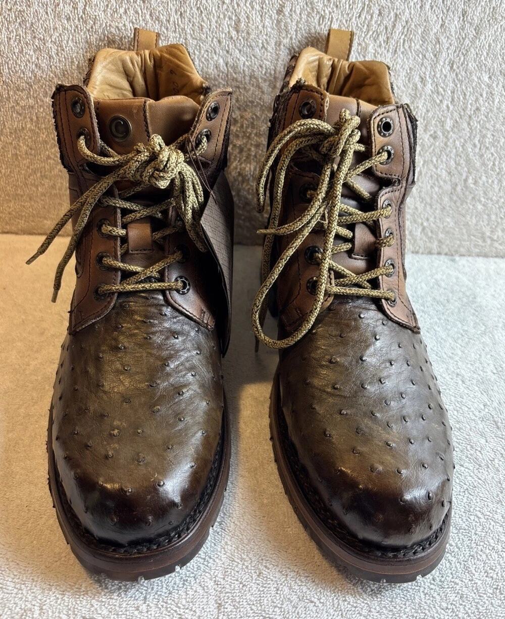 Cuadra mens Ostrich leather Lace Up Ankle Boots Size 9 EE